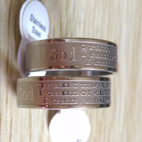 Unisex Serenity Prayer Stainless Ring - Picture 3 of 6
